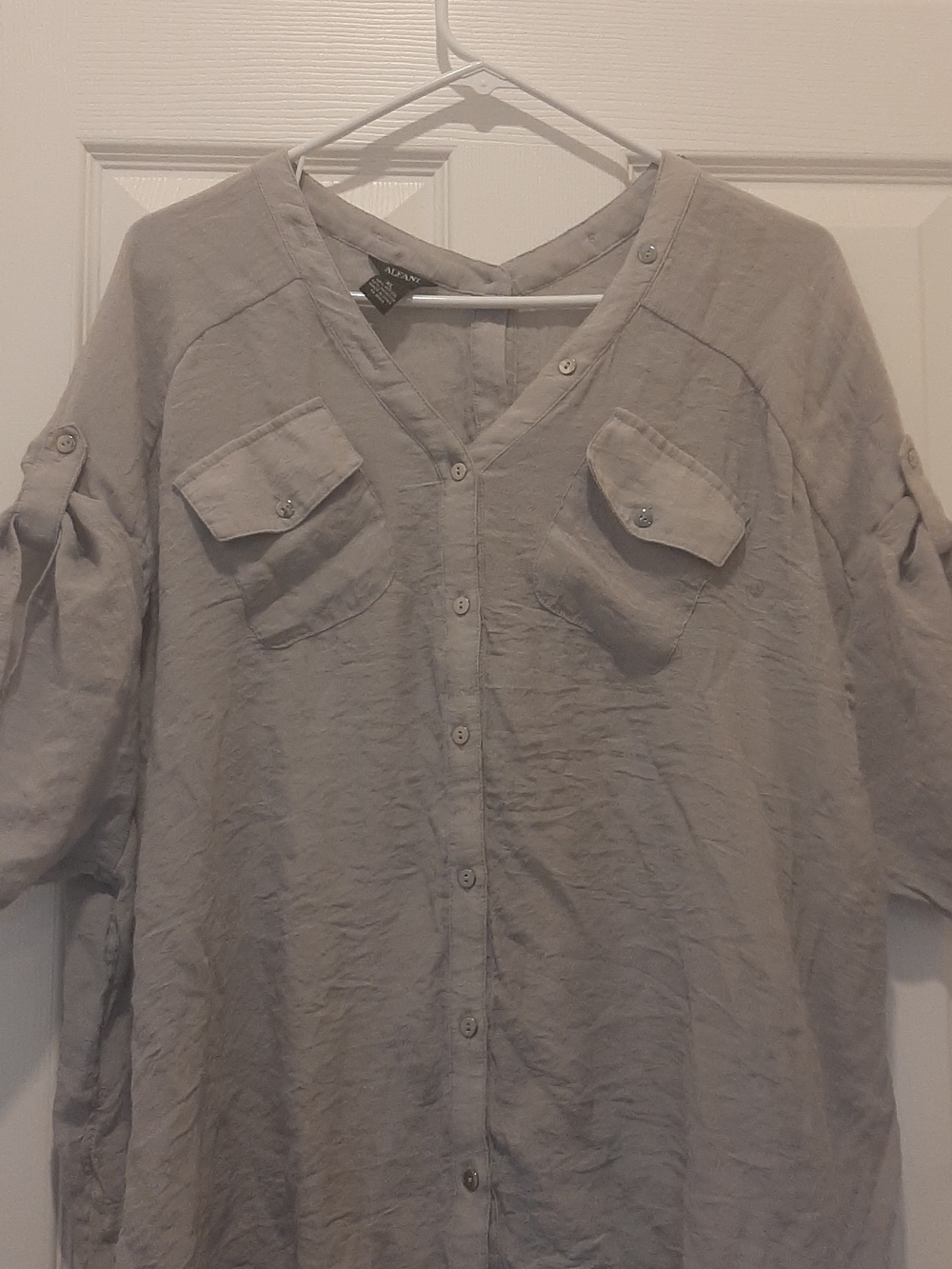 Alfani Light Gray XL Viscose-Blend Top